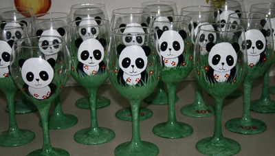 All the Panda wine glasses !